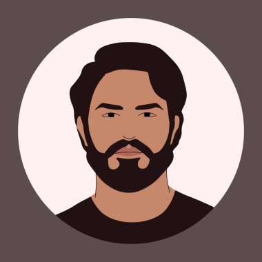 Vahşi sakallı bir adamın vektör avatarı.