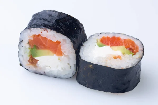 Tradiční Japonská Kuchyně Japonské Sushi Izolované Bílém Pozadí Maki Sushi — Stock fotografie