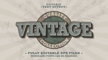 editable 3d retro rvintage text effect with rounded badge.typhography logo