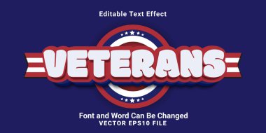 3d editable veterans text effect templates.typhography logo