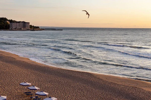 Vista Desde Cima Hasta Costa Del Mar Con Una Playa — Foto de Stock