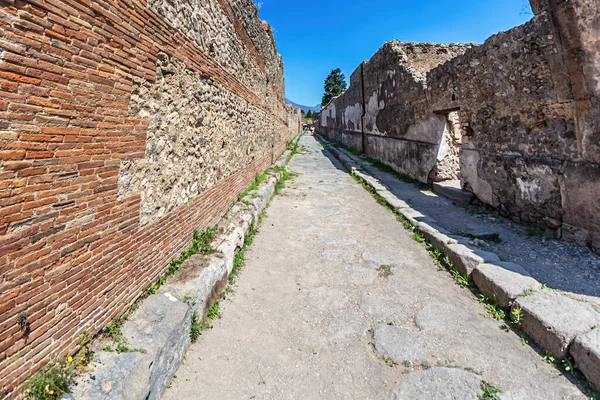 Typical Street Archaeological Complex Pompeii Summer Sunlight Bright Blue Sky — ストック写真