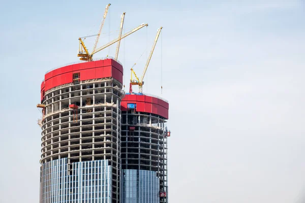 Moscow Russia April 2021 Construction Modern High Rise Building Construction — 图库照片