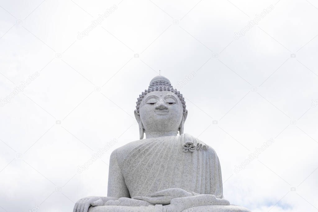 White big buddha with white sky of cloudy