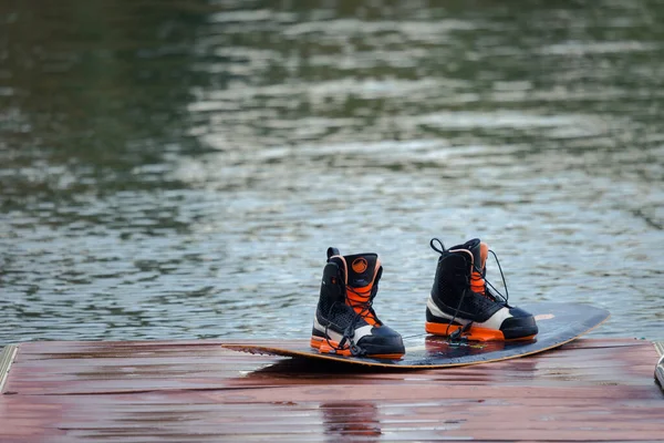 Phuket Thailand April 2018 Black Orange Wake Board Safety Shoes — Stock Photo, Image