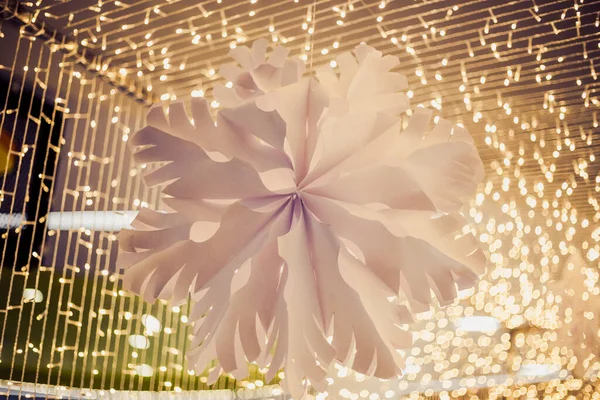 Flower Paper Cut Hang Led Light Bulb Camber — Stock Photo, Image
