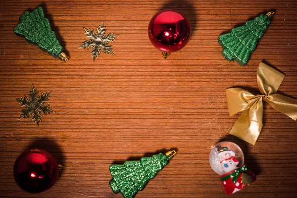 Fond Décoration Noël Tout Autour Sur Vieux Bois — Photo