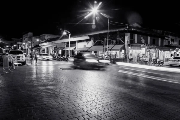 Many Car Driving Crossroad Can See Only Light Pass Low — Stock Photo, Image