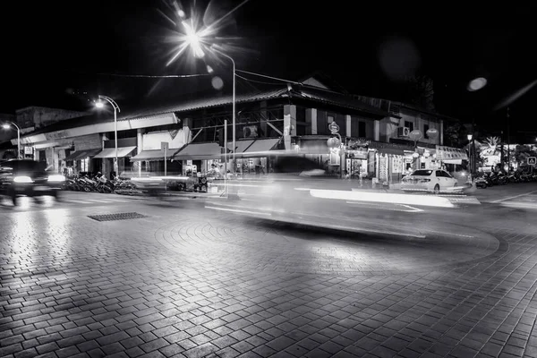 Many Car Driving Crossroad Can See Only Light Pass Low — Stock Photo, Image