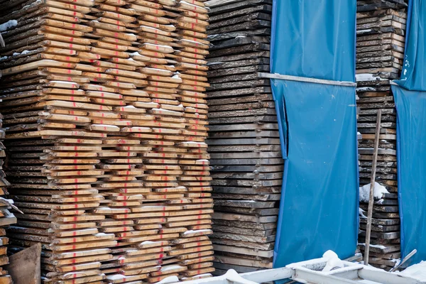 Woodworking factory, warehouse, drying — Stock Photo, Image