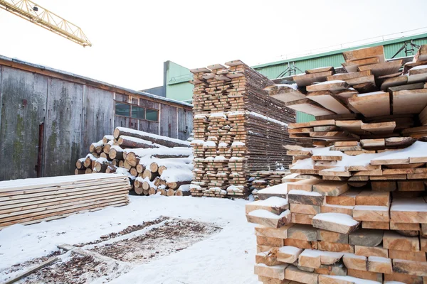 Träbearbetning fabrik, lager, torkning — Stockfoto