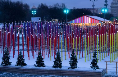 Moskova central Park'ta çok renkli dekorasyon