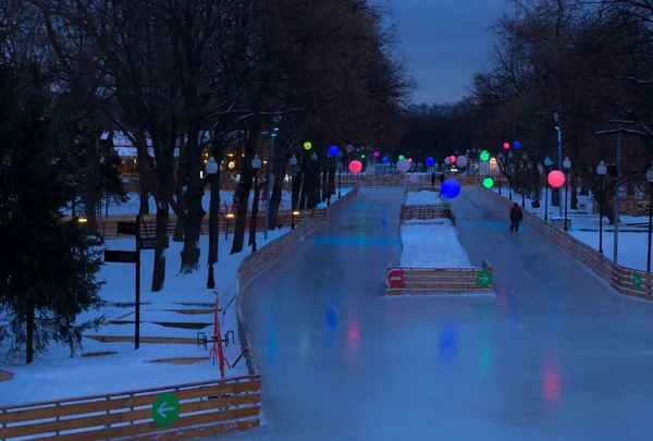 Moskova parkta buz pateni pisti — Stok fotoğraf