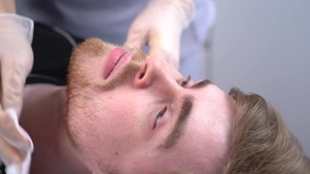 Primo Piano Uomo Che Prepara Ceretta Della Barba — Video Stock