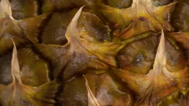 Appetitvækkende Ananas Spinding Roterende Baggrund Makroname – Stock-video