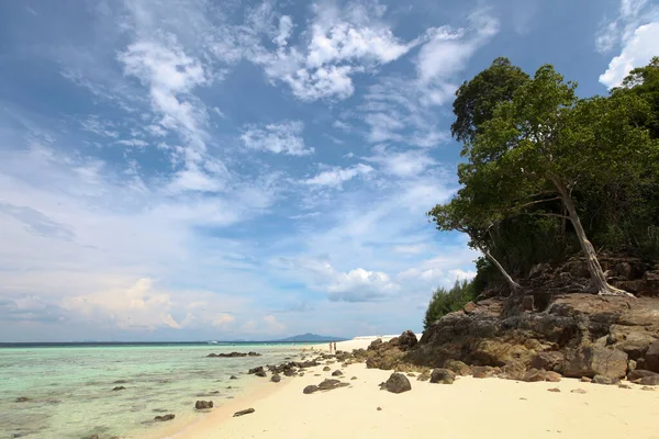 Piaszczysta Plaża Drzewa Wyspy Bamboo Tajlandia — Zdjęcie stockowe