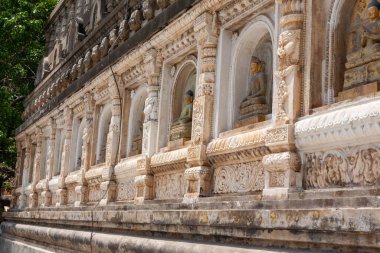 Mahabodhi Tapınağı 'nın duvar görevlileri, Gaya bölgesi, Bihar, Hindistan. Mayıs 05, 2017