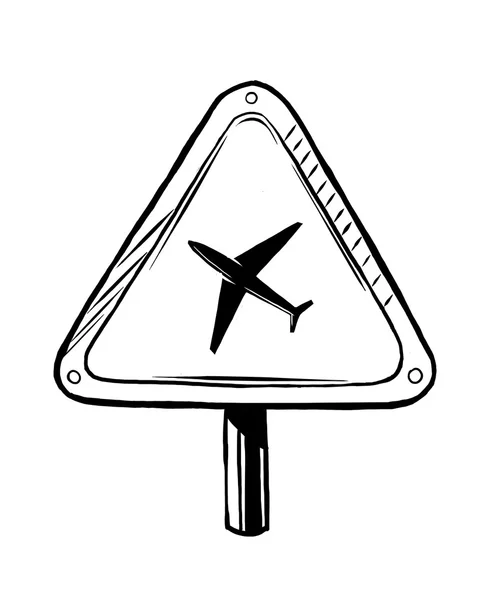 Señal de tráfico de precaución para un aeropuerto — Archivo Imágenes Vectoriales