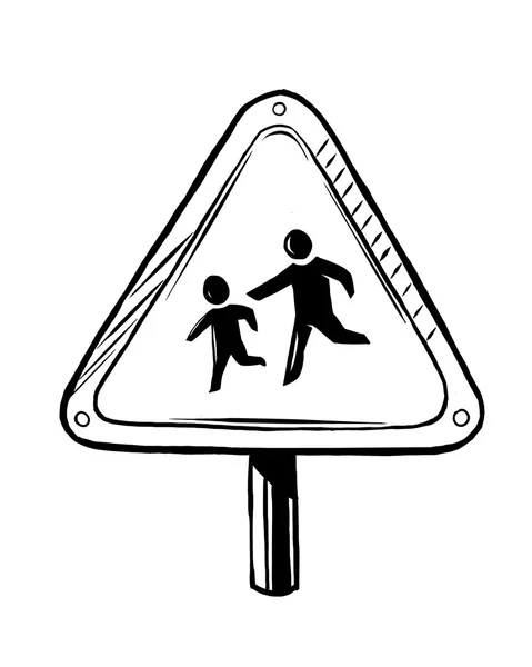 Señal de tráfico advertencia de cruce de niños — Vector de stock