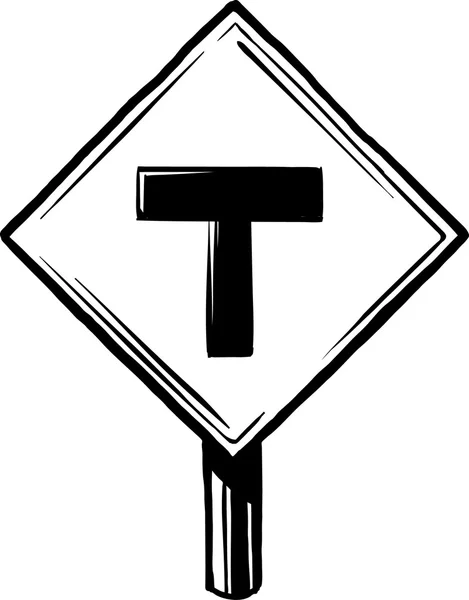 T señal de tráfico vial — Vector de stock