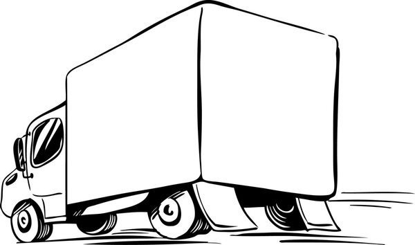 Сервис или грузовой фургон - вид сзади - быстрая езда
