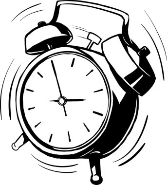 Bouncing alarm clock with a ringing bell clipart
