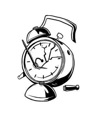 Broken alarm clock clipart