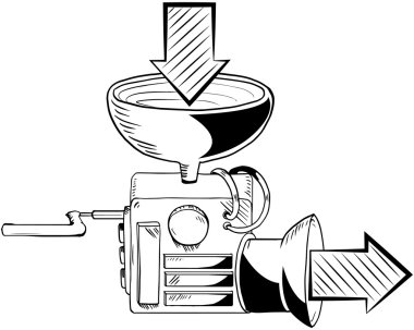 Crazy machine showing Input and Output clipart