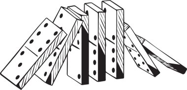 Dik iki yöne düşüyor Domino kümesi