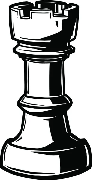 Peça de xadrez - Torre - Desenho manual — Vetor de Stock