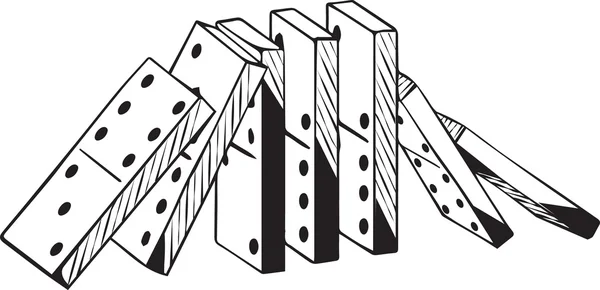 Conjunto vertical de dominós caindo em duas direções Ilustrações De Stock Royalty-Free