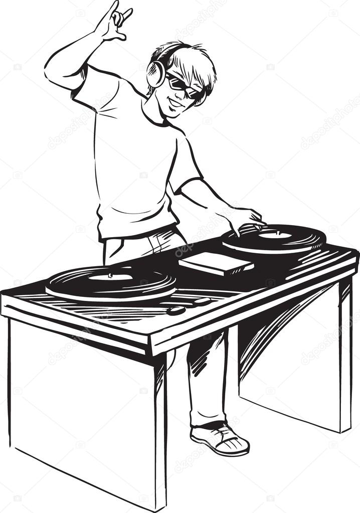 Disc jockey mixing music