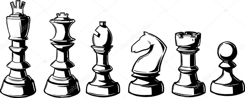 Hand-drawn sketch set of Chess pieces. Chess pieces. Playing