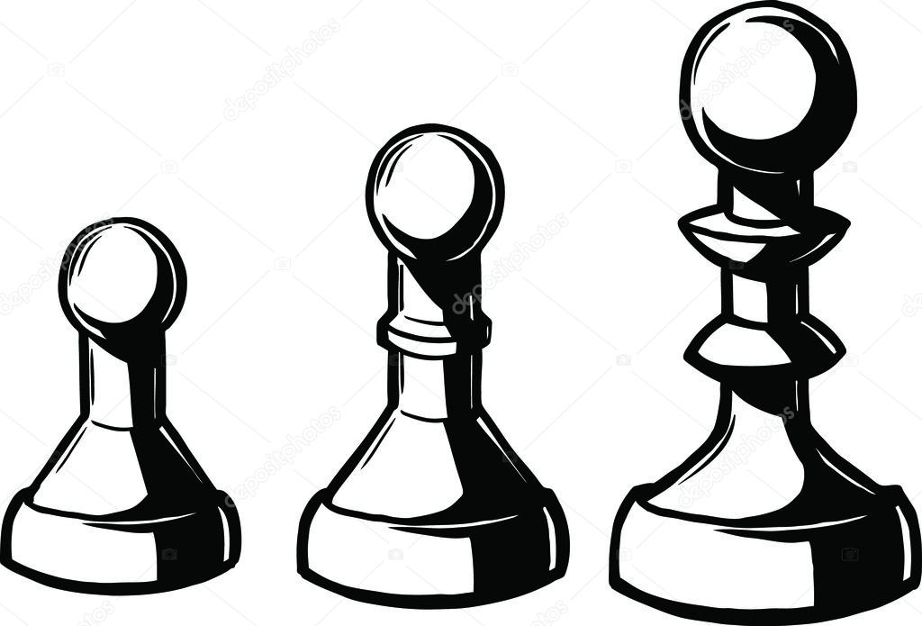 Chess pieces. King and pawns. Outline drawings Stock Vector Image