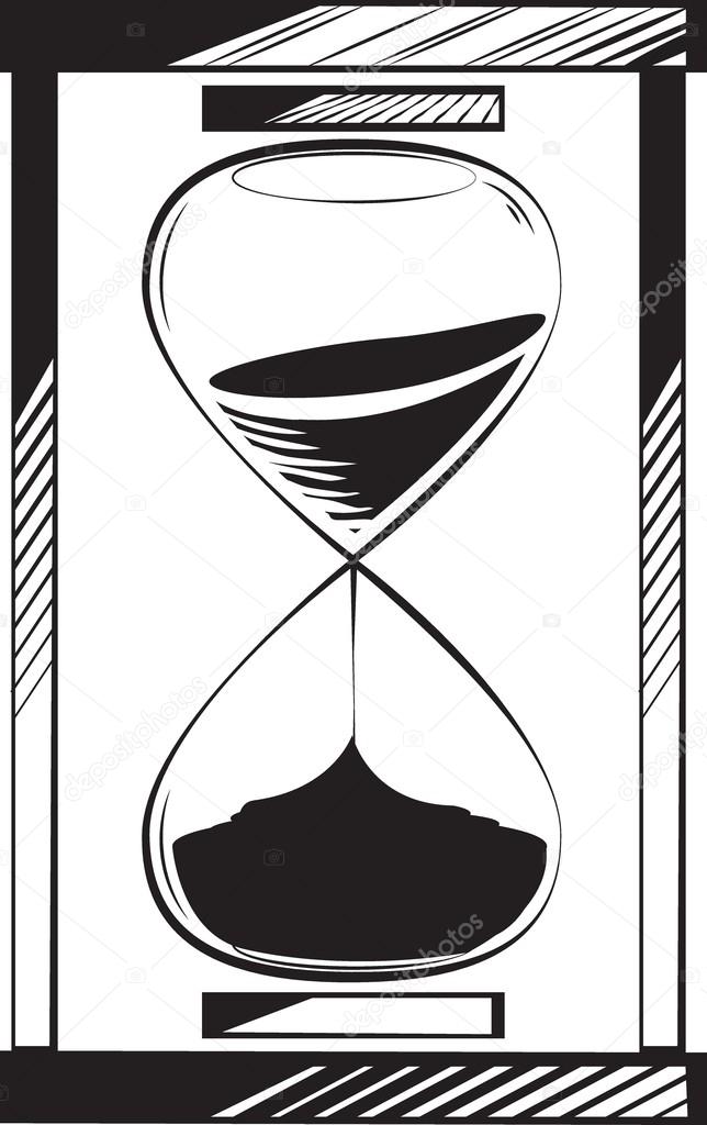 Hourglass with sand running through - halfway