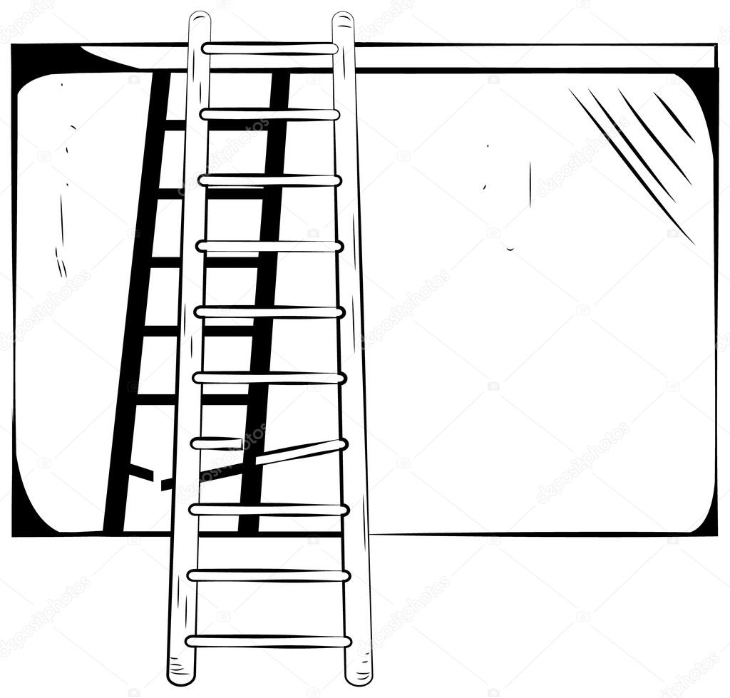 Escalera rota, apoyado en una pared — Archivo Imágenes Vectoriales