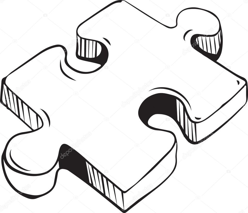 Illustration of a piece of puzzle, on white