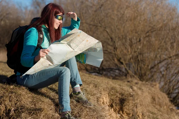 Woman with map — Stock Photo, Image