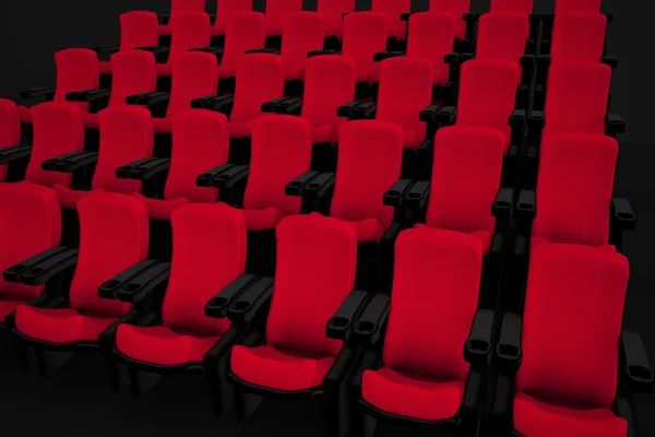 Kırmızı sandalye ile sinema salonu