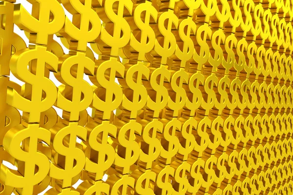 Wall of gold dollar sign — Stock Photo, Image