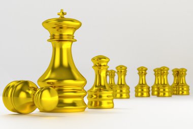 Altın satranç figürleri Isolated beyaz