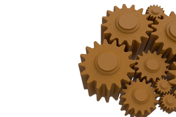 Dişli dişli mekanizması beyaz arka plan üzerinde.