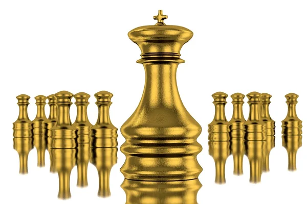 Gouden schaakstukken geïsoleerd op wit — Stockfoto