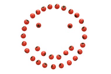 Beyaz arka plan üzerinde domates gülümse