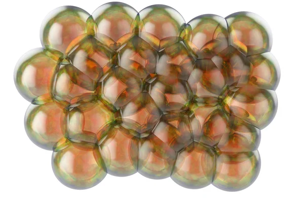 Beyaz arkaplanda izole edilmiş renkli sabun köpükleri