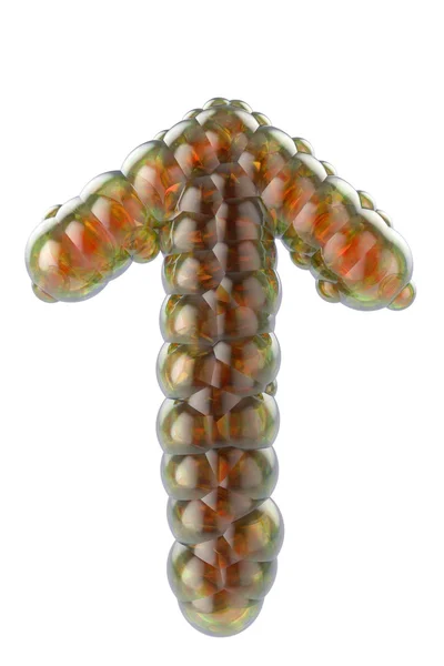 Beyaz arka plan üzerinde yukarı bir ok şeklinde kabarcıkları