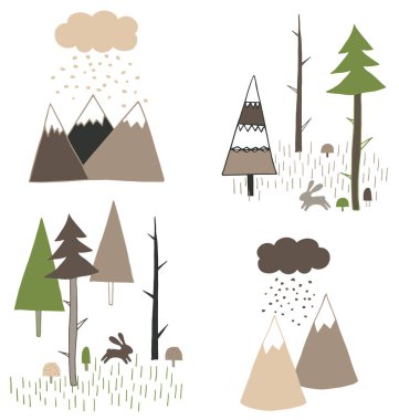 İskandinav tarzı doğa, orman, dağlar