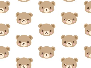 Cute background with cartoon faces bears, vector illustration clipart