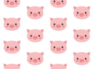 Çizgi film domuz suratlı şirin bir arkaplan, vektör çizimi.