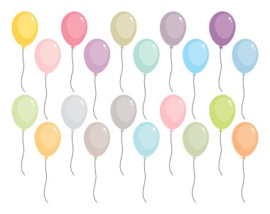 Tatlı karikatür balonları pastel renkler, vektör illüstrasyonu